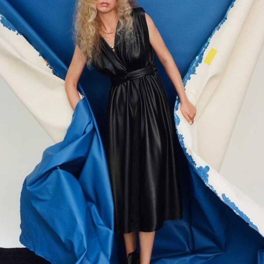 Zara Faux Leather Midi Dress
